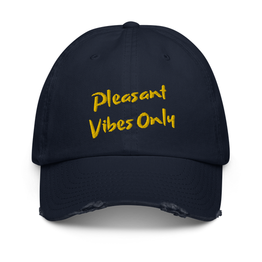 Pleasant Vibes Only Distressed Baseball Cap