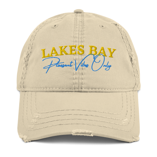 Lakes Bay & Pleasant Vibes Distressed Dad Hat